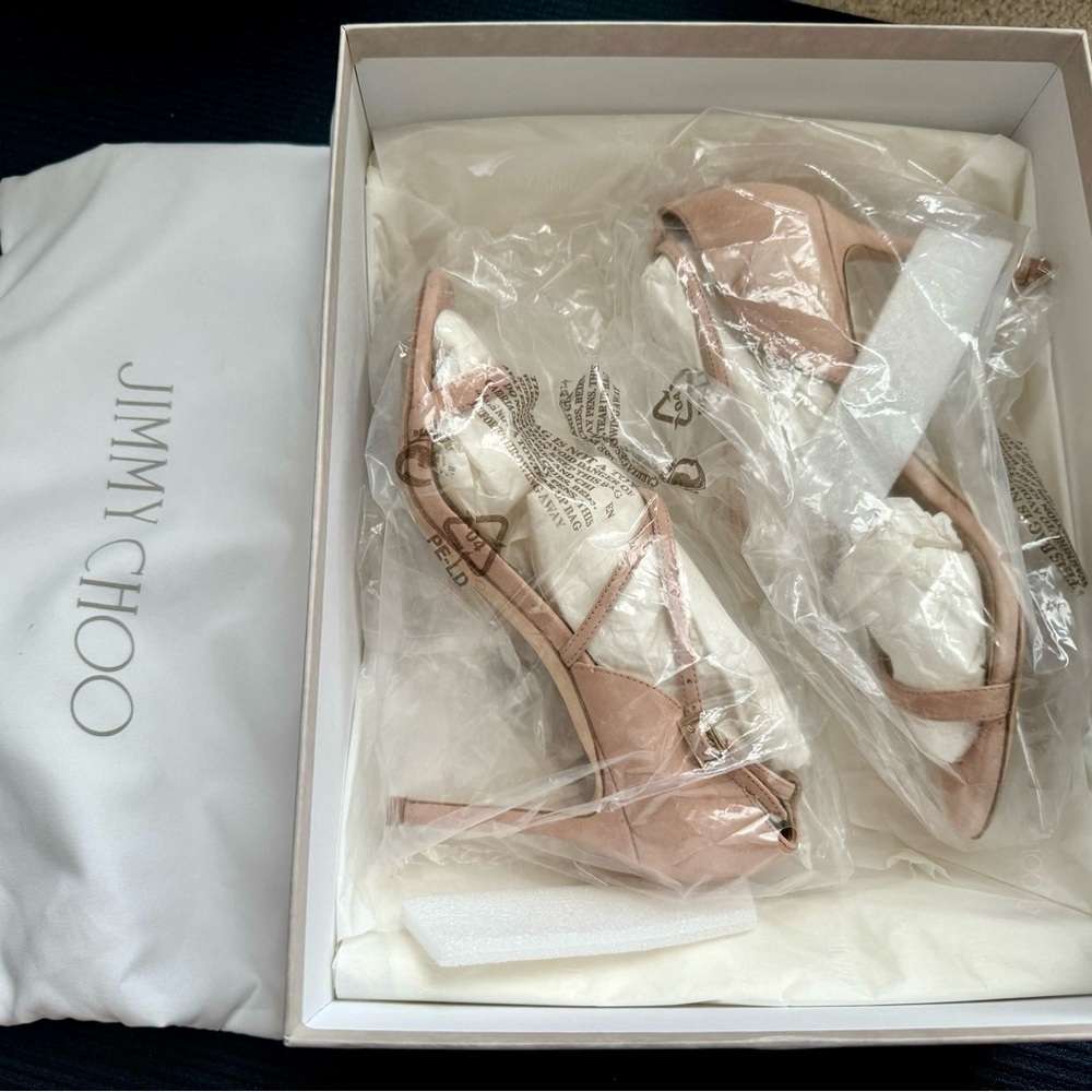 ๐ฌ๐ง Jimmy Choo Hesper 85 OSUE 028 Powder Pink 36 1/2 - Picture 2 of 5